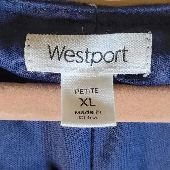 Westport Blue Red Embroidered Metallic Sleeveless Dress Women Petite Size XL - Picture 3 of 10